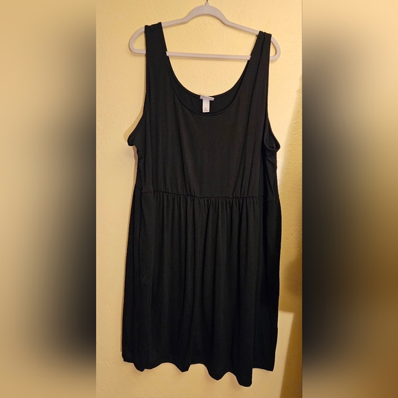 Ava & Viv Black Sleeveless Scoop-neck Babydoll Empire Waist Midi Dress Size 3X - Picture 5 of 12
